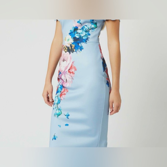 Ted Baker London Hailly bardot dress in raspberry ripple print,size:2,bodycon - Picture 5 of 15